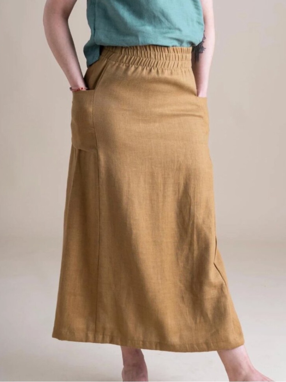 Conscious Clothing Cypress 100% Linen Skirt Rust